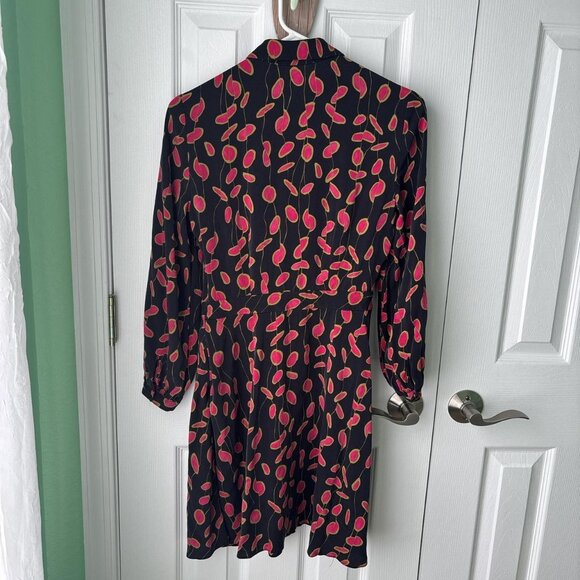 Diane von Furstenberg Chrissie Silk Dress Size 0 Black and Red Dark Romantic - Picture 5 of 8
